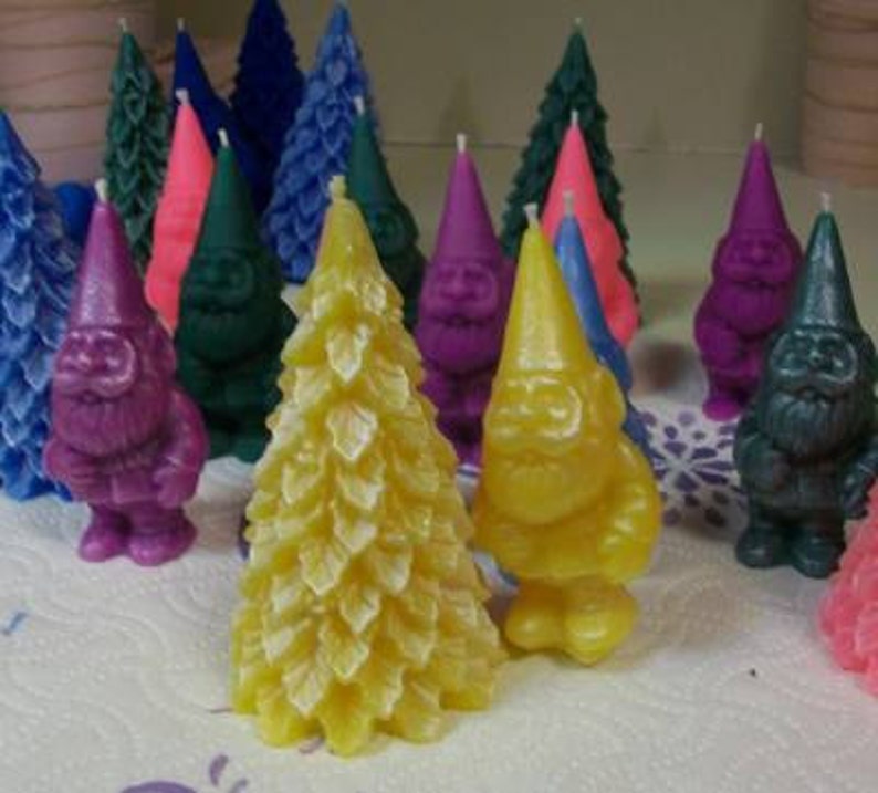 Free USA Shipping Woodland Gnome With Tree Beeswax Candle Set image 5