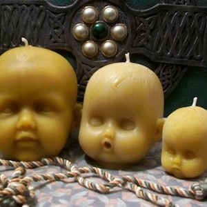 Free USA Shipping Baby Head Beeswax Candles Choice Of Style Coice Of Color Creepy Baby