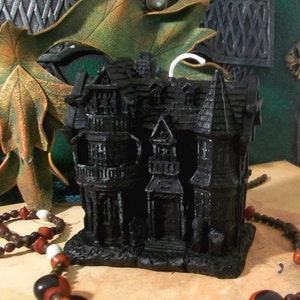 Free USA Shipping Haunted House Black Beeswax Candle Large Size