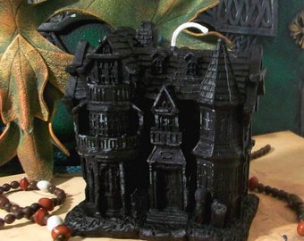 Free USA Shipping Haunted House Black Beeswax Candle Large Size