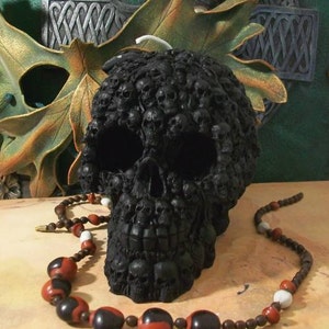 Free USA Shipping Beeswax Big BLACK Skull Of Skulls Skull Candle image 5