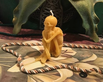 Free USA Shipping 2 Small Skeleton 3" Tall Beeswax Candles Choice Of Color