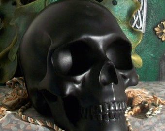 Free USA Shipping Beeswax Big BLACK Skull Candle