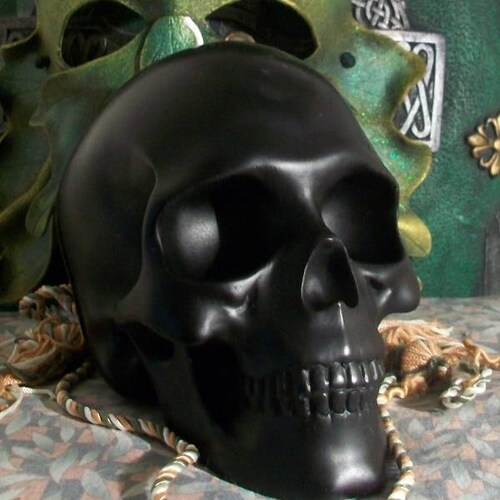 Free USA Shipping Beeswax Big BLACK Skull Candle