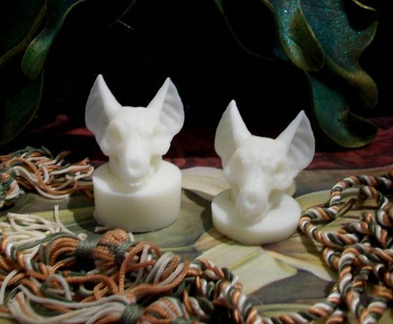 Free USA Shipping Bat Skull Bat Head Beeswax Candle Set of 2 Choice of Base image 2