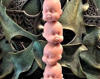 Small Baby Head Taper Beeswax Candle Free USA Shipping Choice Of Color Creepy Baby