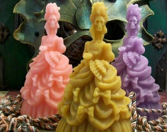 Free USA Shipping Day Of The Dead Catrina Día de los Muertos Beeswax Candle  6" Tall Choice Of Color And Style