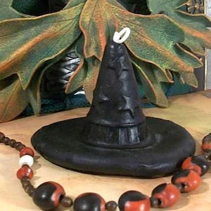 Vela de cera de abejas negra con sombrero de bruja negra y envío gratuito a EE. UU.