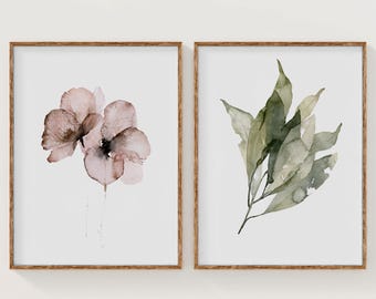 Vintage Orchid Botanical Prints Set of 2, Purple Phalaenopsis Chart & Orchid Capsule Wall Art, Antique Scientific Illustration