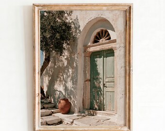 Mediterranean Wall Art, Greek Olive Tree Door Print, Rustic Terracotta Urn Printable Wall Art, Coastal Neutral Digital Download