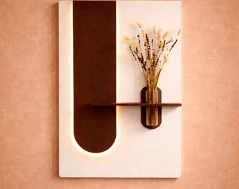 Wall Sconce with Vase and LED Lighting, Modern Minimalist Wall Decor