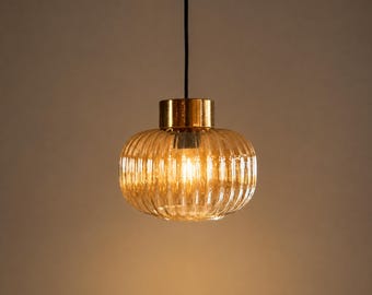Vintage Amber Glass Pendant Light, Mid Century Hanging Lamp, Retro Ceiling Light,Warm Cozy