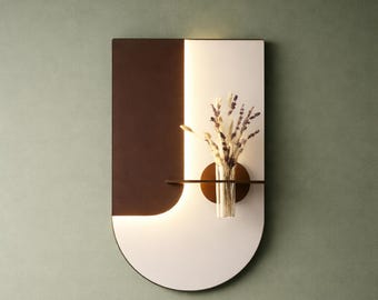 Modern LED Wall Sconce with Vase, Sculptural Wall Decor