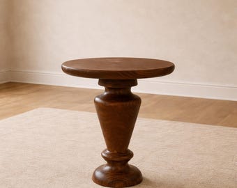 Solid Wood Round Pedestal End Table, Minimalist Accent Furniture