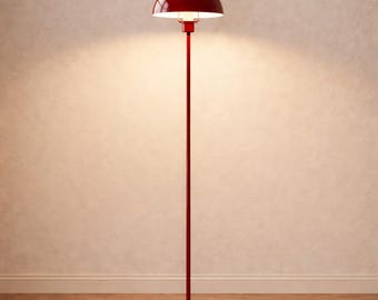 Modern Minimalist Floor Lamp, Red or Black Metal Standing Lamp, Contemporary Living Room Lighting