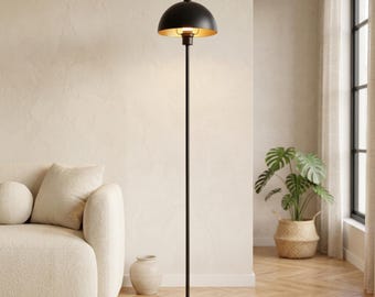 Minimalist Metal Floor Lamp, Red Black Standing Light, Modern Living Room Lighting