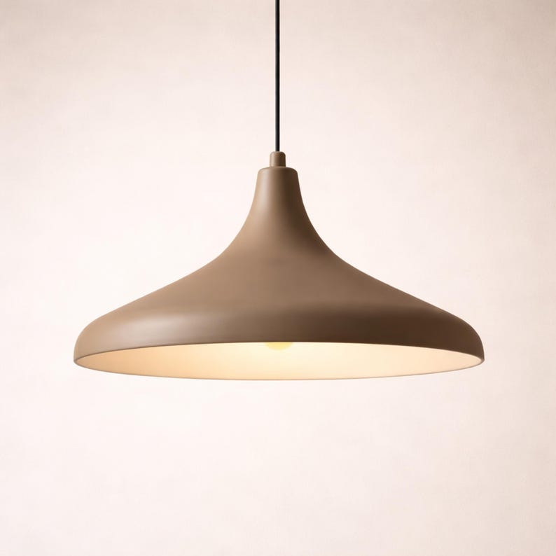Dome Pendant Light with Color Options, Modern Hanging Ceiling Lamp, Minimalist Lighting Fixture Mocha