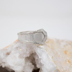Vintage Spoon Ring - Signet Style Shield Ring, Size 10, Silverware Jewelry