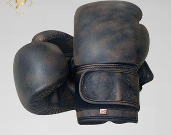 Handmade Vintage Genuine Leather Boxing Gloves – Training, Sparring, MMA Gear