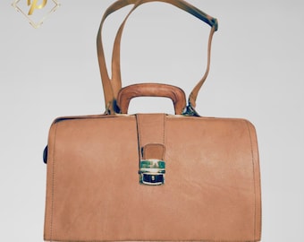 Full Grain Leather Doctor Bag – Vintage Leather Medical Handbag | Handmade Travel Duffle Bag |Classic Doctor Style Weekender, Gift for her