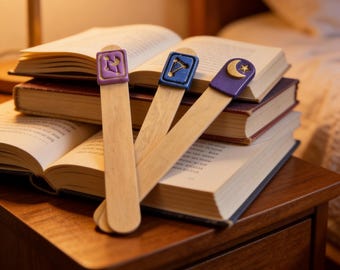 Set of 3 Handmade Bookmarks Made of Wood & Clay | Aesthetic Gift for Book Lovers | Bookish Stationery Trio