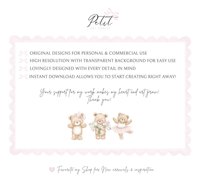 Watercolor Teddybear Clipart, Wild Flowers Meadow, Blush Baby Shower Decor (Digital Download) image 9