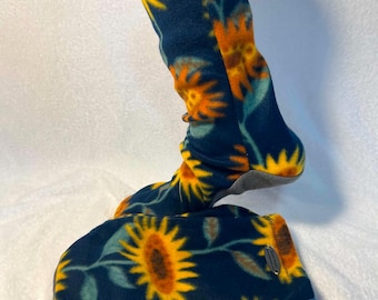 Sokken fleece zonnebloemen ontwerp gemaakt op bestelling maten 5-14