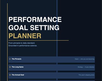 Goal Setting Planner | Yearly, 90-Day, Weekly Performance System | Fillable Printable PDF | Identity-Based Method