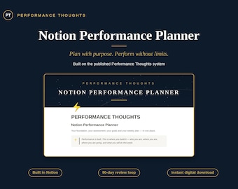 Notion Performance Planner | Målsättning, Självbedömning (Digital Nedladdning)