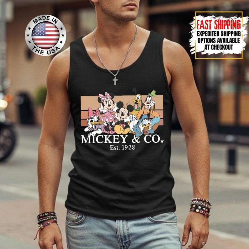 Camiseta sin mangas Mickey & Co. Est. 1928, Ropa para fans de Disneyworld, Top para viaje 2026 imagen 3