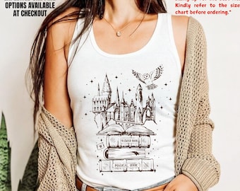 Magical Book Lover Castle School Graphic Tank Top, Wizarding World Fan