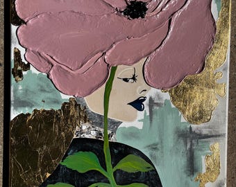 Blooming In Silence | Original Mixed Media Painting | Petal Art | Textured