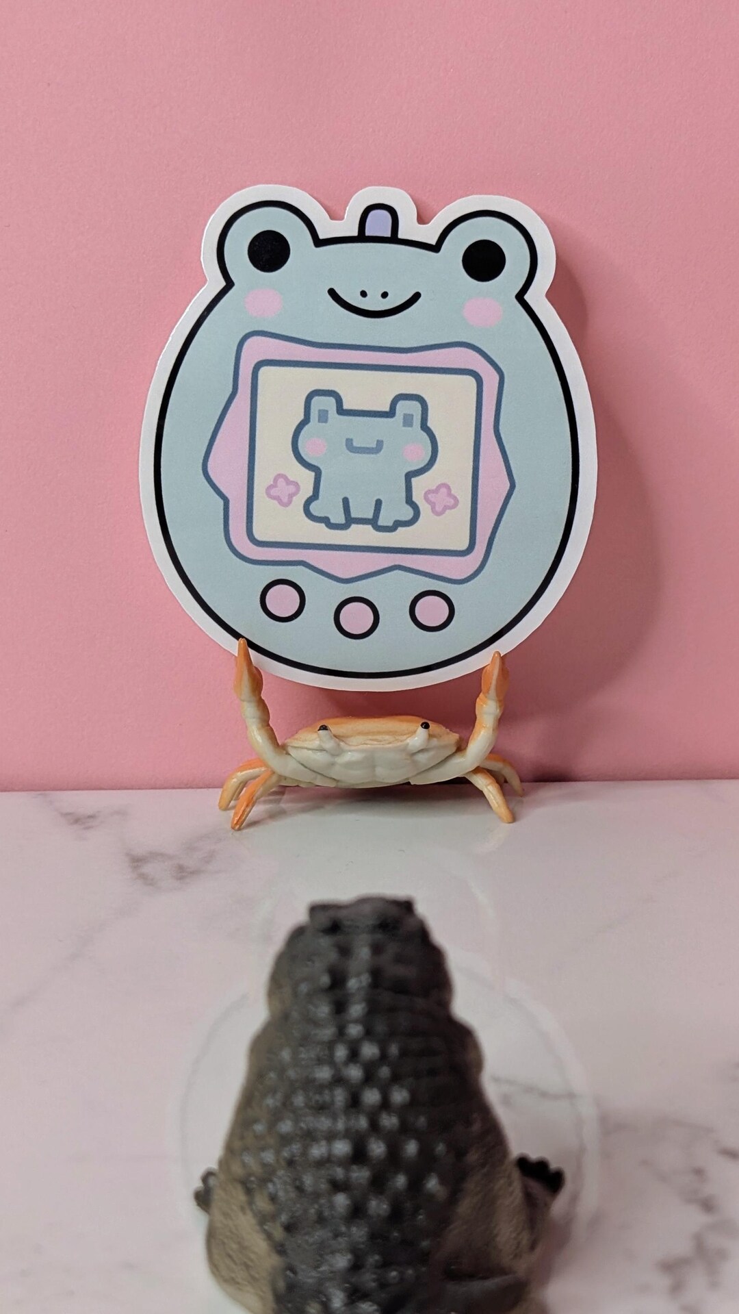 Frog Tamagotchi Sticker | Pastel Kawaii Y2K Vinyl Decal (holographic or ...
