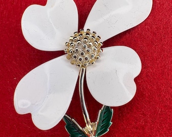 Vintage Sarah Coventry kornoeljebloem geëmailleerde broche jaren 60