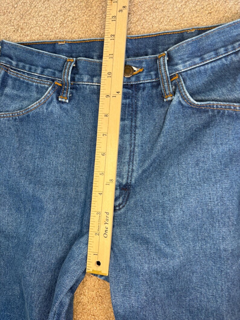 Vintage jaren 70 jaren 80 Wrangler cowboy-snit jeans 31 x 32 gemaakt in de VS Skovill-ritssluiting afbeelding 7