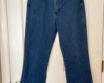 Jeansy Wrangler Cowboy Cut z lat 70. i 80., rozmiar 31x32, wyprodukowane w USA, zamek błyskawiczny Skovil
