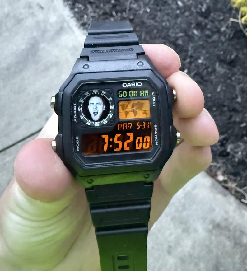 Mac Miller GO:OD AM Custom Casio Watch – Negative Display, Green Map Mod image 2