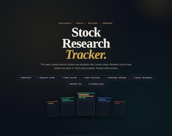 Stock Research Tracker Printable | Trade Journal | Watchlist | P&L Log | Stock Market Planner PDF