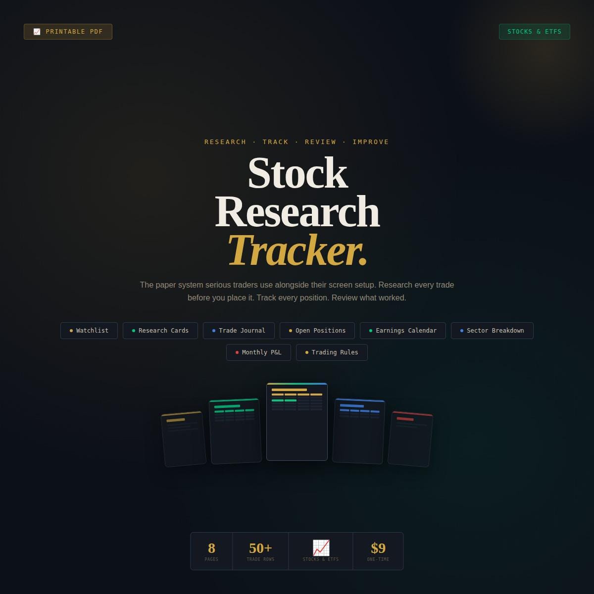Stock Tracker Worksheet.pdf Stock Research Tracker Printable | Trade Journal | Watchlist | P&L Log ...