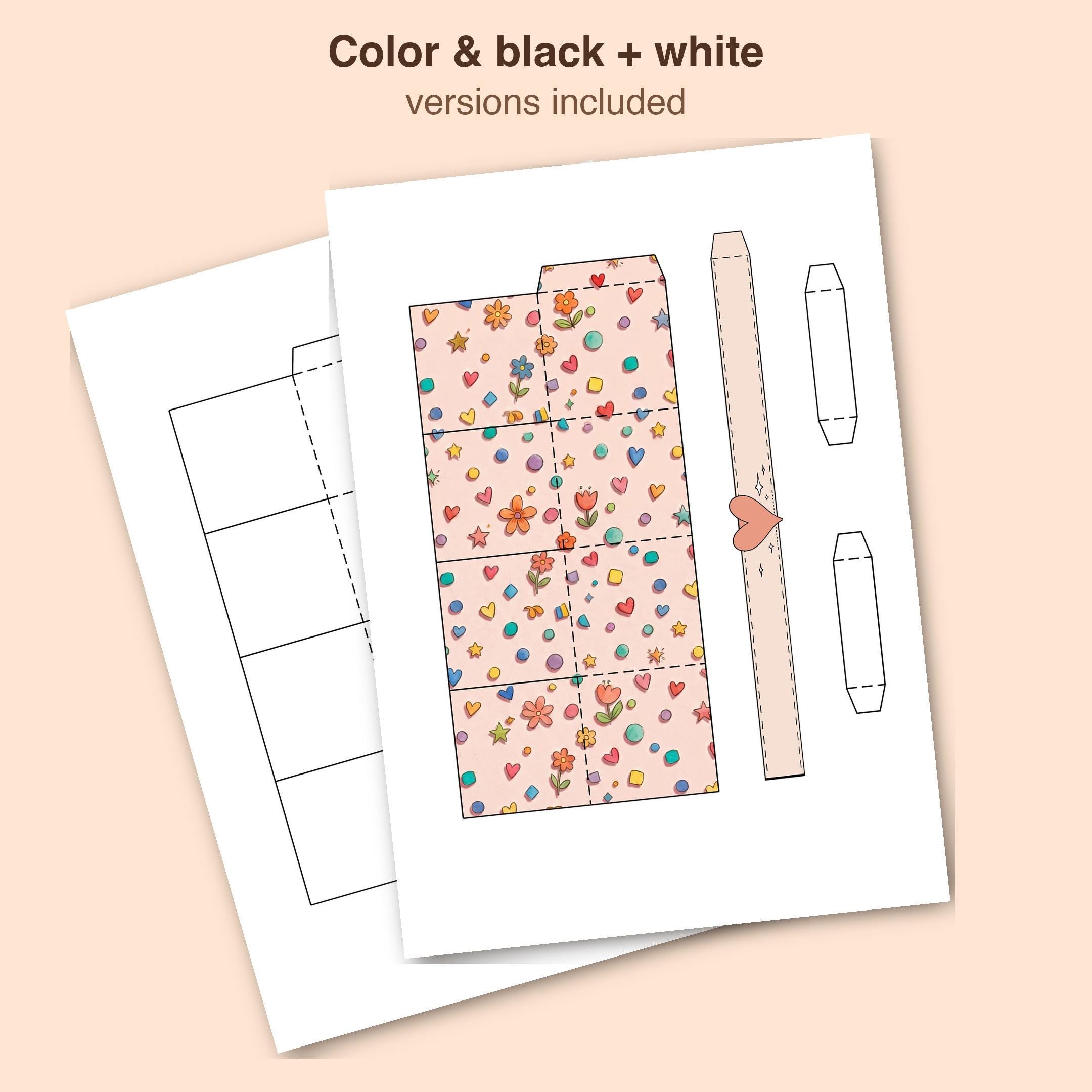 Printable Pop up Flower Box Card, DIY Paper Craft Gift, Coloring ...