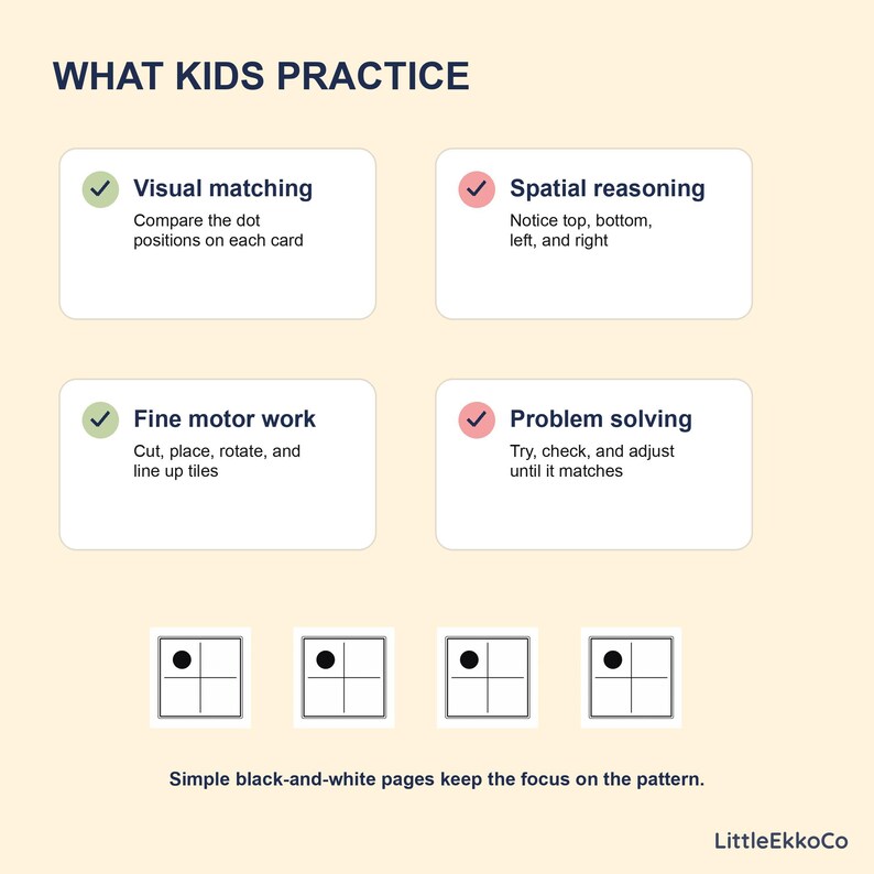 Montessori Dot Pattern Matching Game: Preschool Visual Discrimination ...