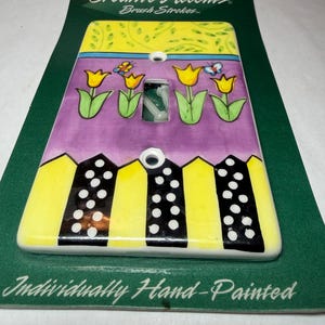 Vintage Creative Accents Brush Strokes Collection Hand Painted Single Toggle Switch Light Switch Porcelain Wall Plate “Dutch Garden” Design