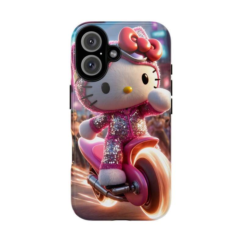 Cover per telefono Hello Kitty a tema moto / Cover per iPhone con simpatico personaggio immagine 1