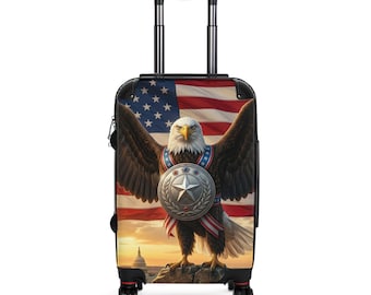 Koffer zeearend met schild en Amerikaanse vlag | Patriottische reisbagage