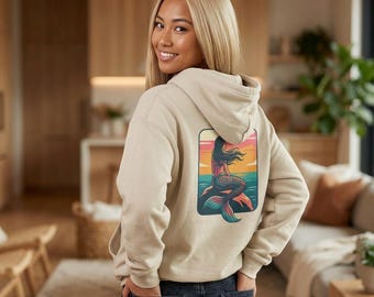 Sunset Mermaid Hoodie | Ocean Sunset Mermaid Illustration