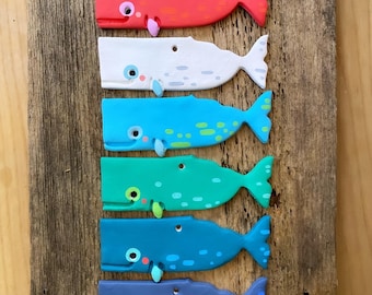 Whale ornaments in color!