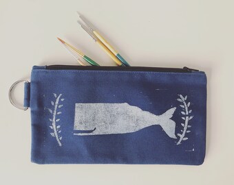 Whale Wallet - Organic Cotton, Handmade, Handprinted