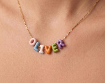 Benutzerdefinierte Regenbogen Namen Halskette, Bunte Blase Namen Halskette, 3D Namen Halskette, Geschenk für sie, Geschenk für Tochter, Geburtstagsgeschenk