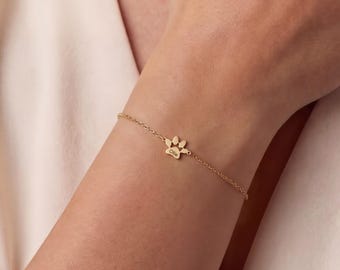 Personalisierter Pfotenabdruck Namensarmband, Zierliche Hundepfote Armband, Haustier Name Armband, Hund Mama Geschenk, Haustier Liebhaber Geschenk, Geschenk für Sie