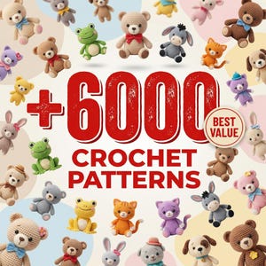6000+ Amigurumi Virkmönster Paket, Plyschdjur, Dockor, Figurer, Miniängel (PDF-nedladdning)